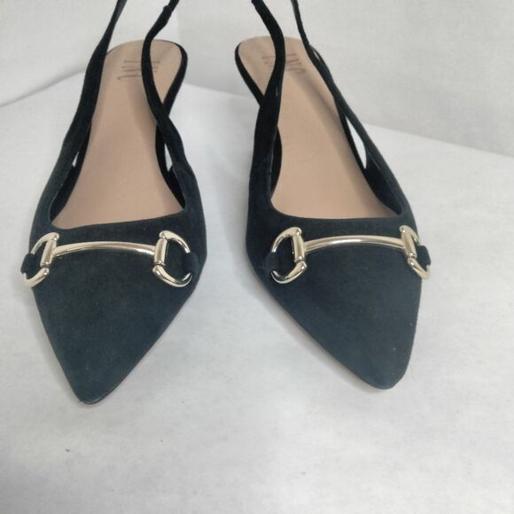 Women's Pointed Toe Kitten Heel Black Suede Shoe - Picture 2 of 8